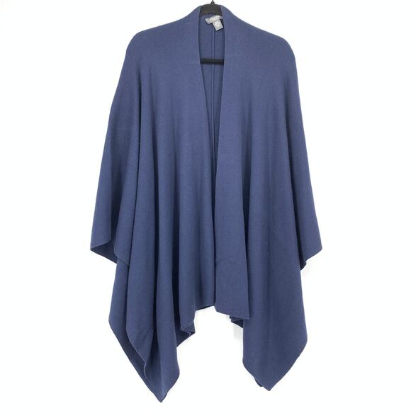 Martha Stewart Open Front Poncho Wrap Ruana Womens Size O/S Missy Blue - Picture 1 of 6